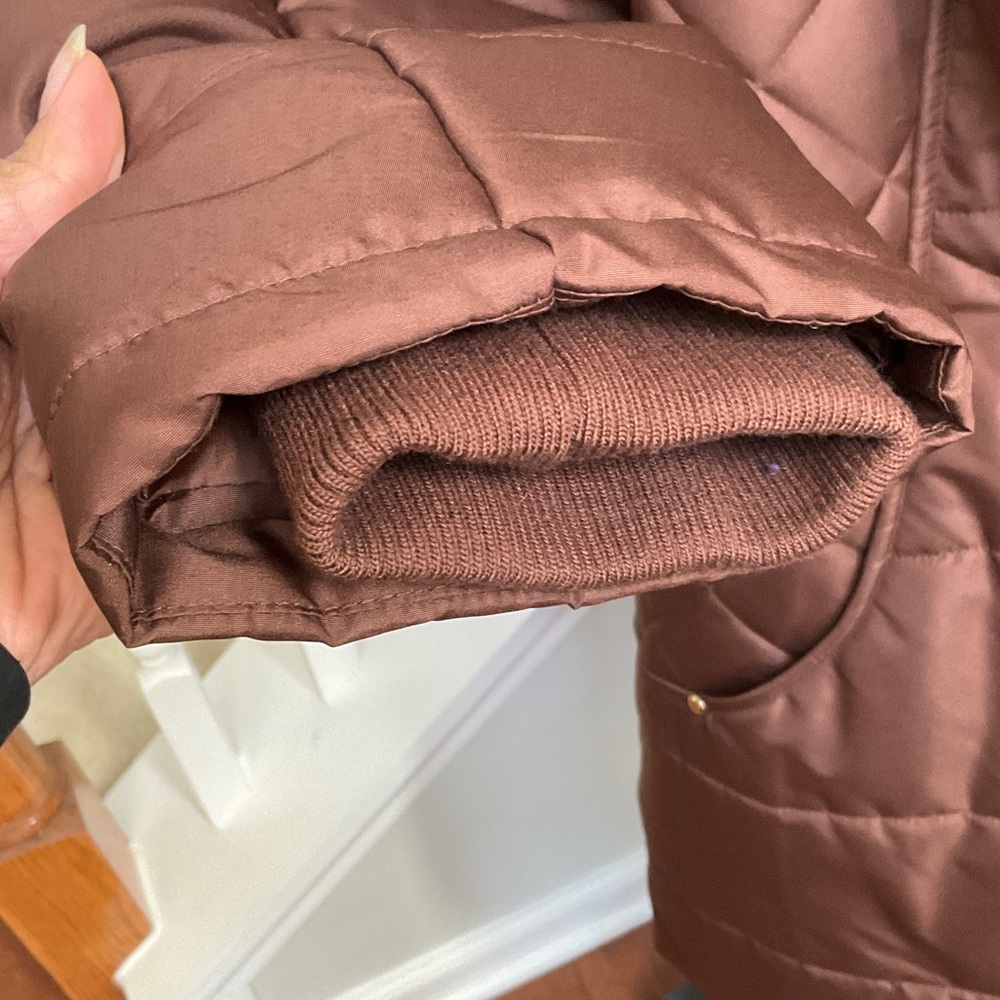 Susan Graver Brown Puffer Coat with Faux Fur Trim 2XL - Picture 9 of 12